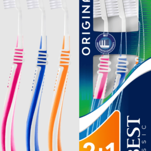 Dantų šepetėlis Classic Original vidutinis asorti, 3 vnt