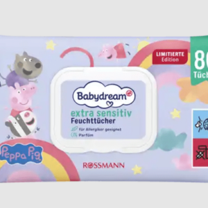Babydream ypač jautrios drėgnos servetėlės ​​Peppa Pig,80vnt