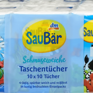 SauBar vaikiškos nosinės Pocket 4 sluoksnių (10x10 vnt), 10 vnt