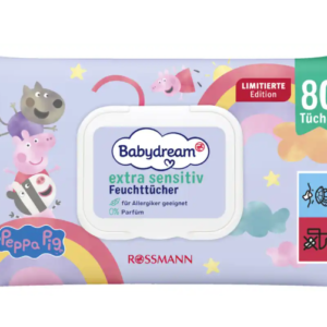 Babydream ypač jautrios drėgnos servetėlės ​​Peppa Pig, 80vnt
