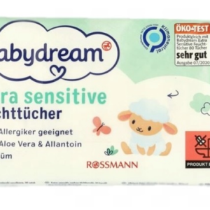 Babydream ypač jautrios drėgnos servetėlės ​​,80vnt